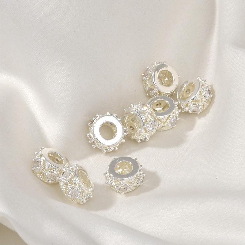 Позолоченные 18K циркониевые бусины-разделители с большим отверстием - Ромб Счастливое Колесо Аксессуары для DIY