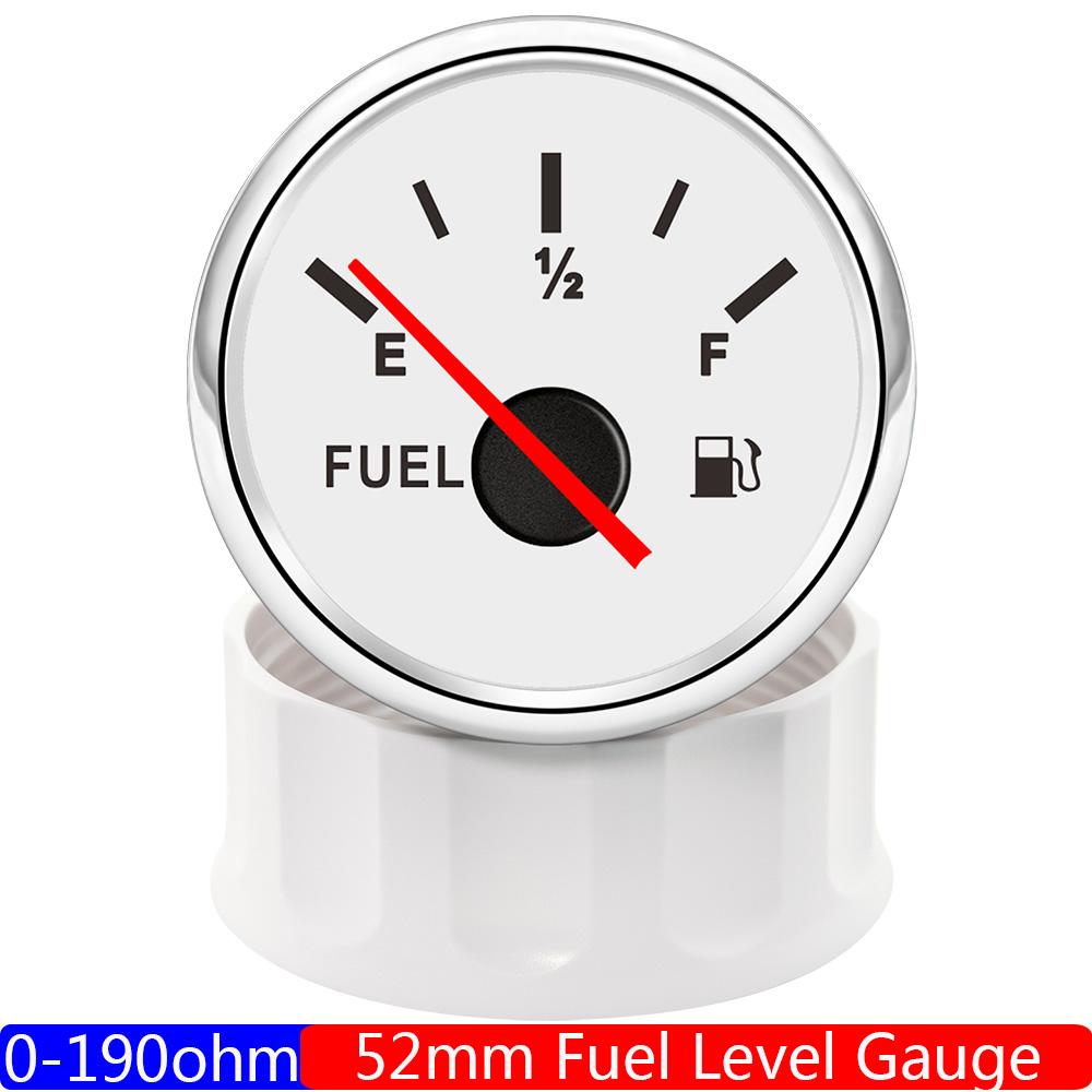 304 Stainless Steel Fuel Level Sensor 100-550mm for 0-190 OHM 52mm Fuel Level Gauge Red Backlight for Marine Car Boat 12V 24V