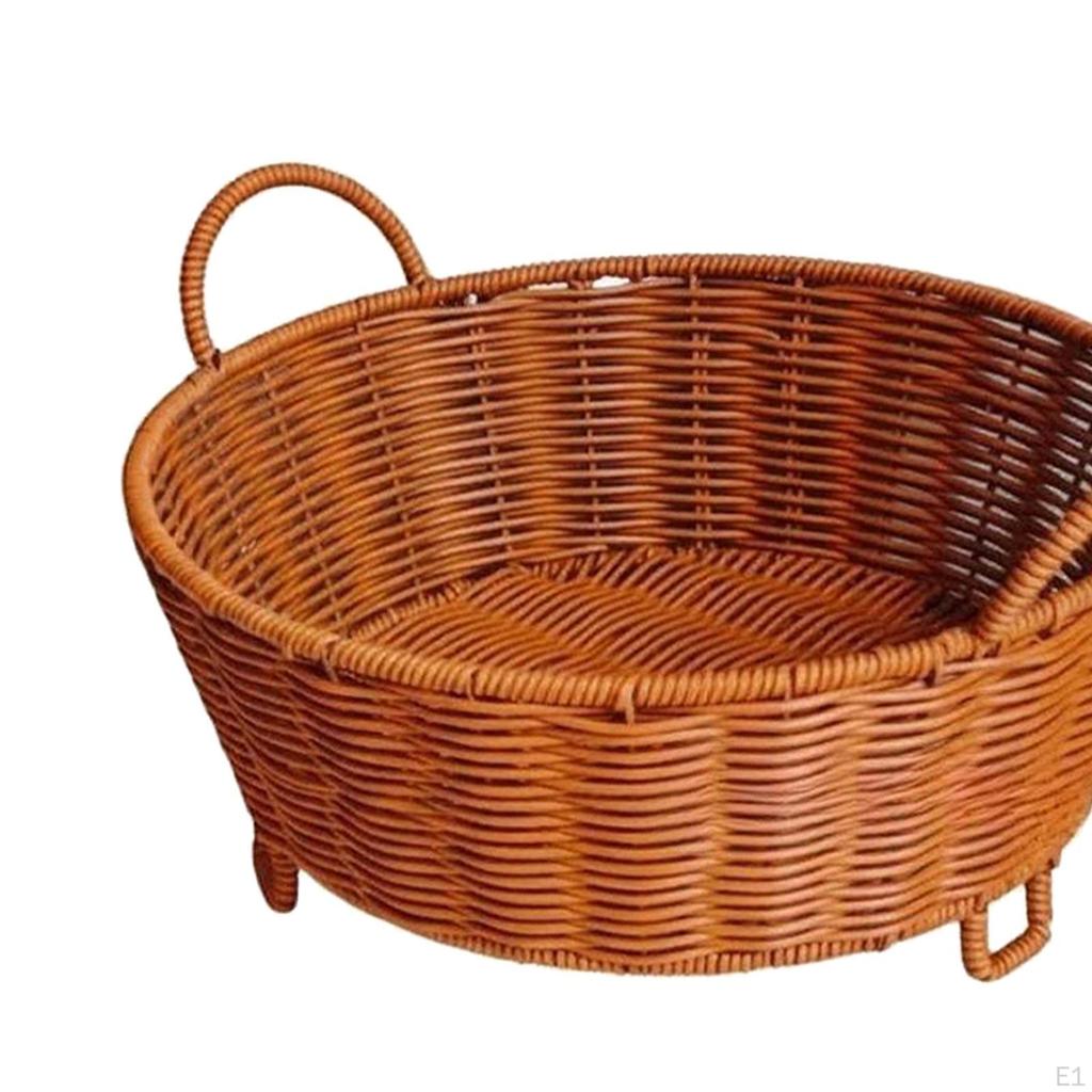 Woven Fruit Basket,Imitation Rattan,Farmhouse Holder with Handle Decorative Kitchen Basket for