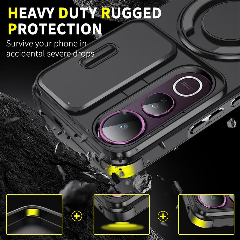 Funda For Vivo V50 Lite 5G Case Armor Slide Camera Lens Protection Ring Holder Back Cover For Vivo V50Lite 5G Shockproof Coque