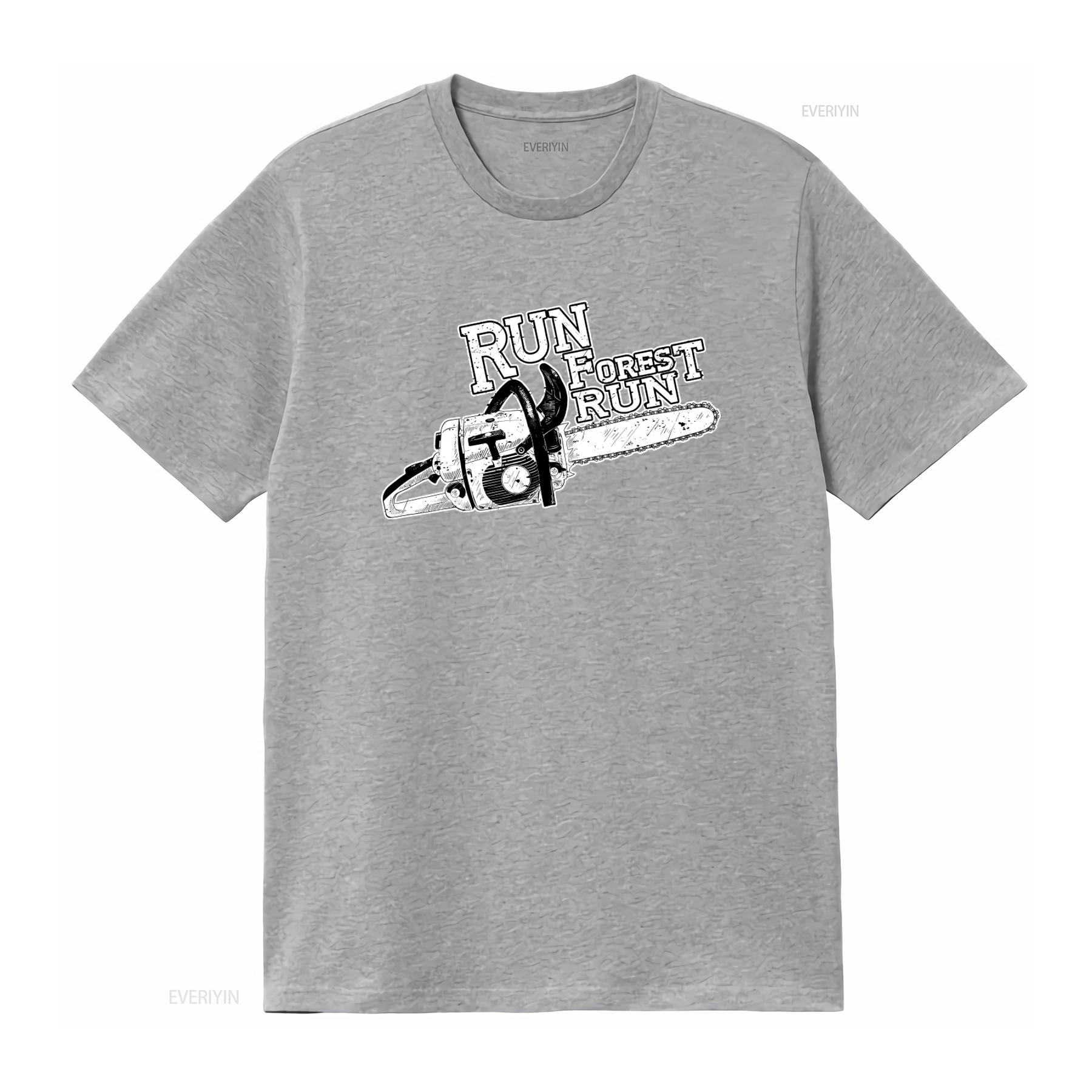 Run Forest Chainsaw T Shirt Black Dmc Style with Running Gump Movie Quote Perfect for Lumberjack Enthusiasts Vintage Washed 4XL
