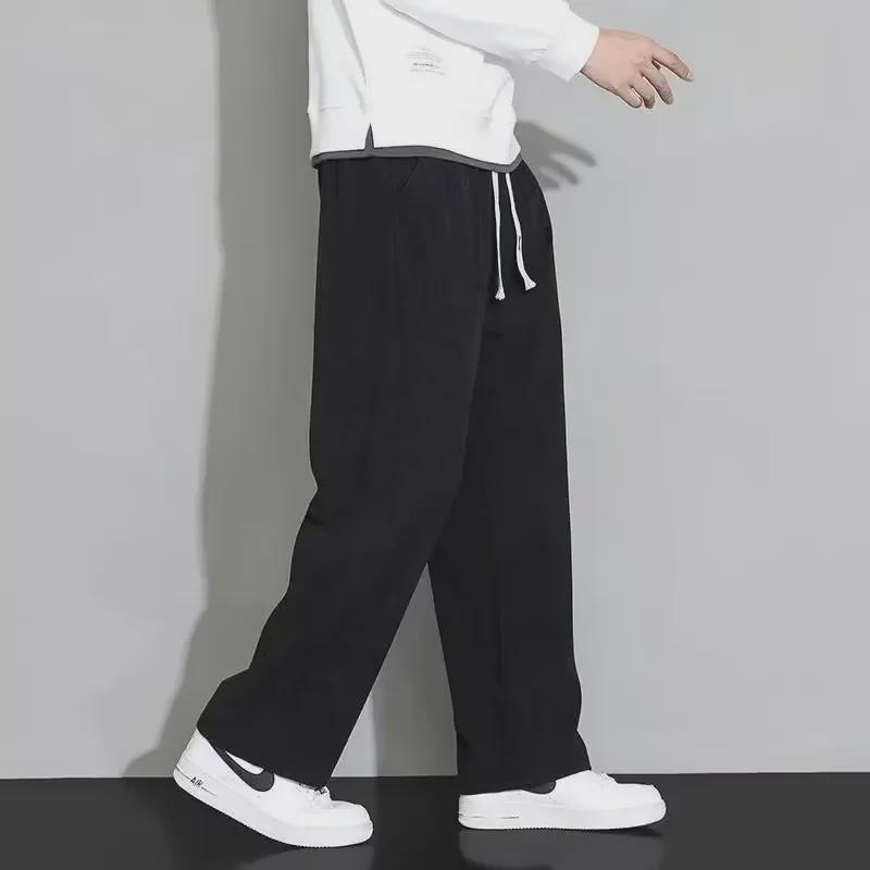Men's Autumn Heavyweight Japanese-Style Wide-Leg Sweatpants: Trendy Straight Casual Sports Pants
