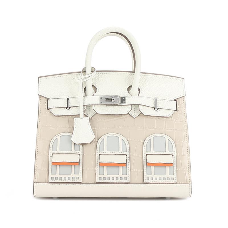 High-grade Cowhide String Matching Handheld String Bag Leather Retro Dyed Handbag Card Wallet Simple Single Leather Bag