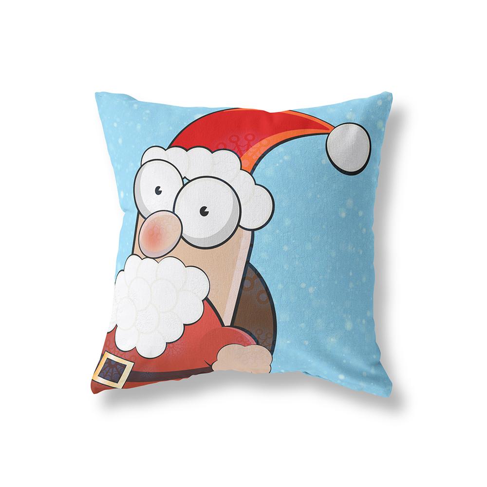 Merry Christmas Cute Snowman Print Pattern Polyester Cushion Cover Home Living Room Sofa Decoration Square Pillow Pillow Cover