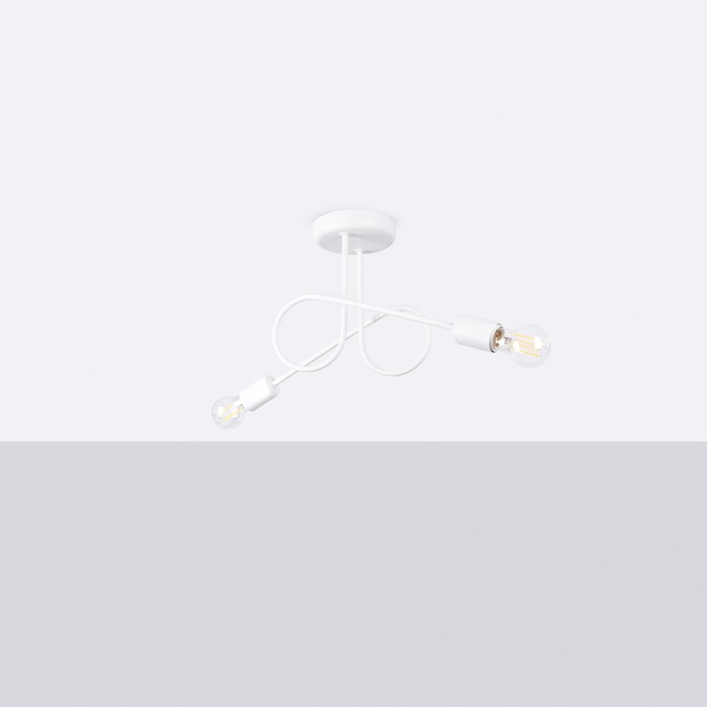 Lampa Sufitowa Loftowa Biała Pętla Do Salonu Przedpokoju 2Xe27 15W Loop Sollux Lighting