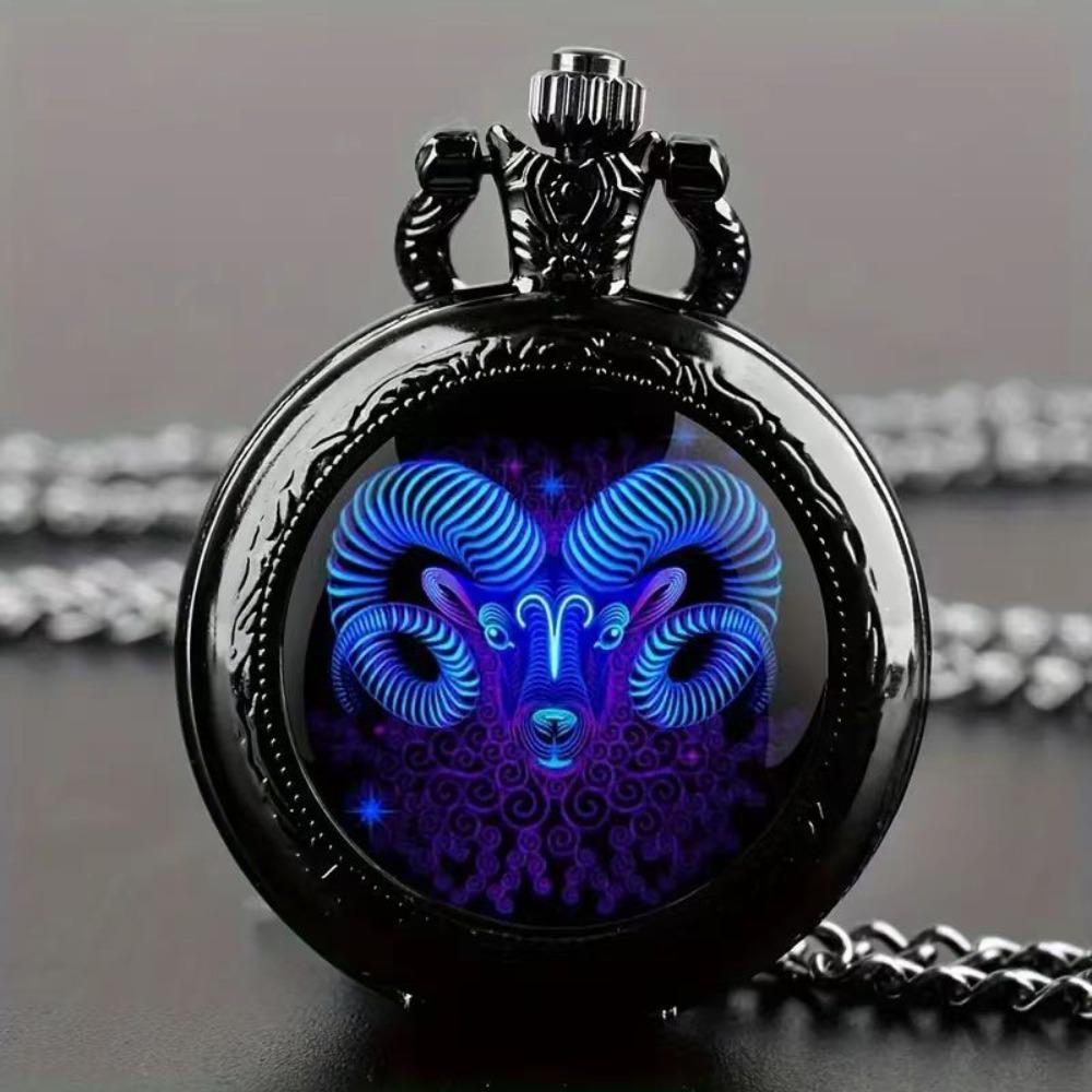 Color Pattern Medium Pocket Watch Retro Flip Decorative Necklace Watch Personality Trend Male and Female Students Quartz Watch