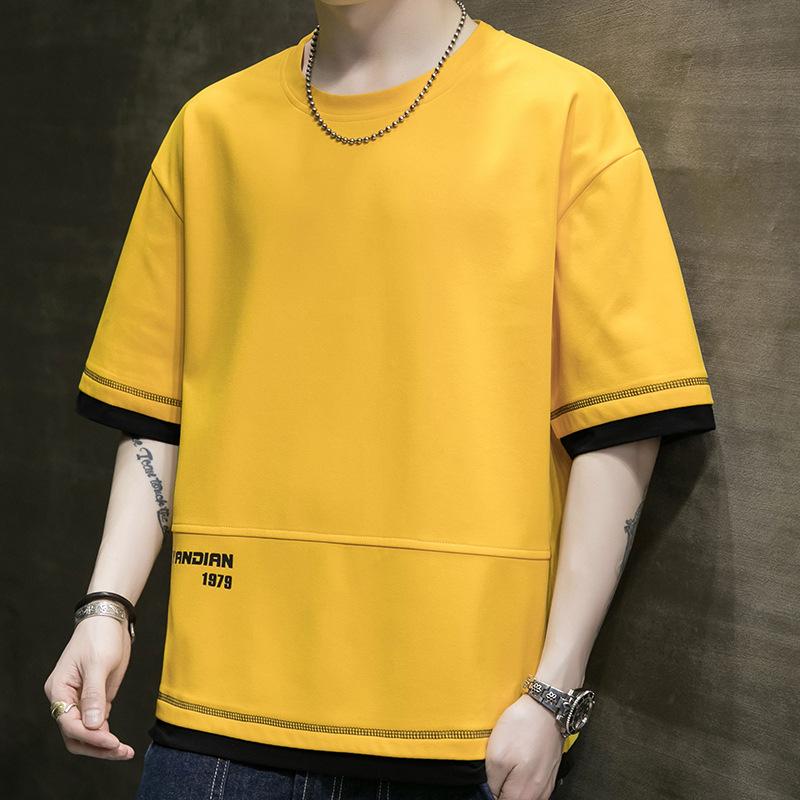 Мужская футболка с коротким рукавом, летняя, тонкая, шелковая, новая, свободная, майка, модная, брендовая, мужская футболка 5XL