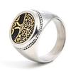 Mens Vintage Hip Hop Style Tree of Life Botanical Element Stainless Steel Ring