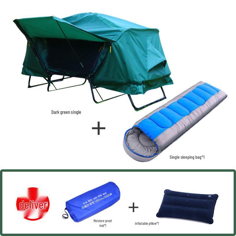 Double Layer Stormproof Outdoor Tent for Two - Rainproof, Thickened, Off-Ground, Perfect for Camping, Cold Weather, and Fishing