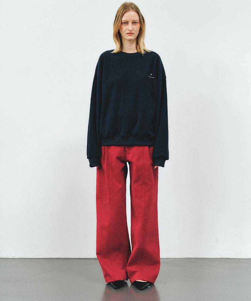 Aente Peach Cotton Wide Pants - Vintage Red