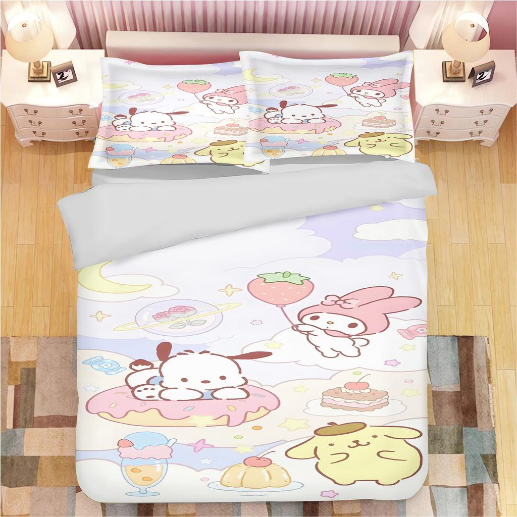 Sanrio Pochacco Duvet Cover Set Comforter Bedding 3D Children'S Bedding Set 3-Piece 1 Quilt Cover King Size