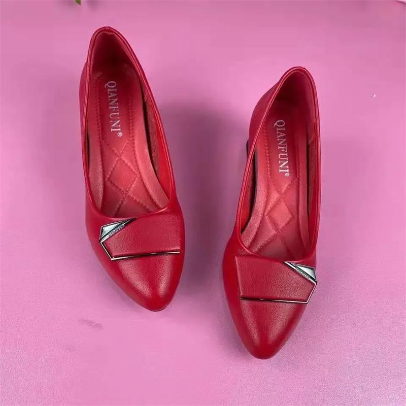 Fashion sapatos femininas women classic pointed toe spring & summer slip on square heel shoes for student school lady casual pumps ea259