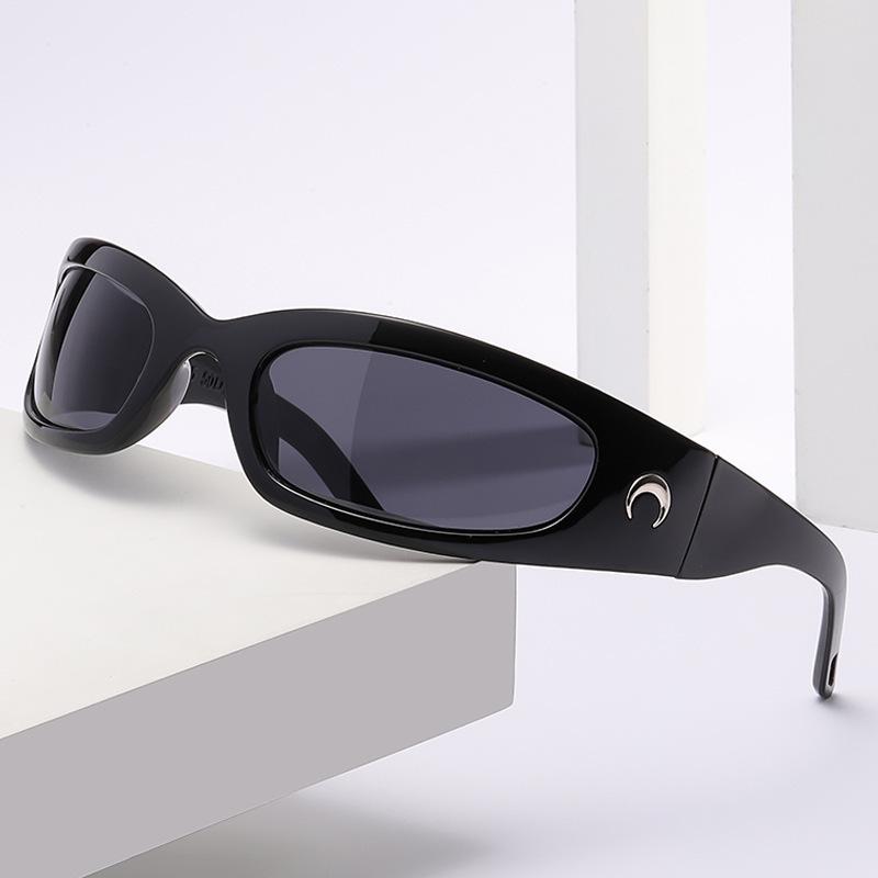 New Moon Rectangular Sunglasses for Women Man Vintage Outdoor Cycling Sports Hip Hop Punk Sun Glasses UV400 Trend Female