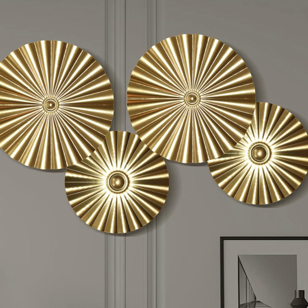 Tofficu Gold Wall Art Metal Circle Wall Hanging Wall Decoration for Living Room Bedroom Easy Installation Noble Design Iron Wall Decor
