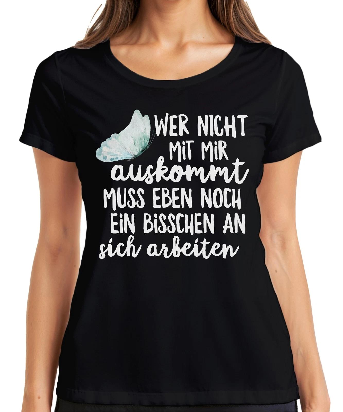 Wer nicht mit mir auskommt lustiger Spruch Sarkasmus Ironisch Damen T-Shirt XXXL