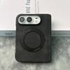 IPhone 18 Duo Foldable Phone Case With 360 Rotating Stand Magnetic Mid-Hinge Full-Body Leather Cover Anti-Drop Protection