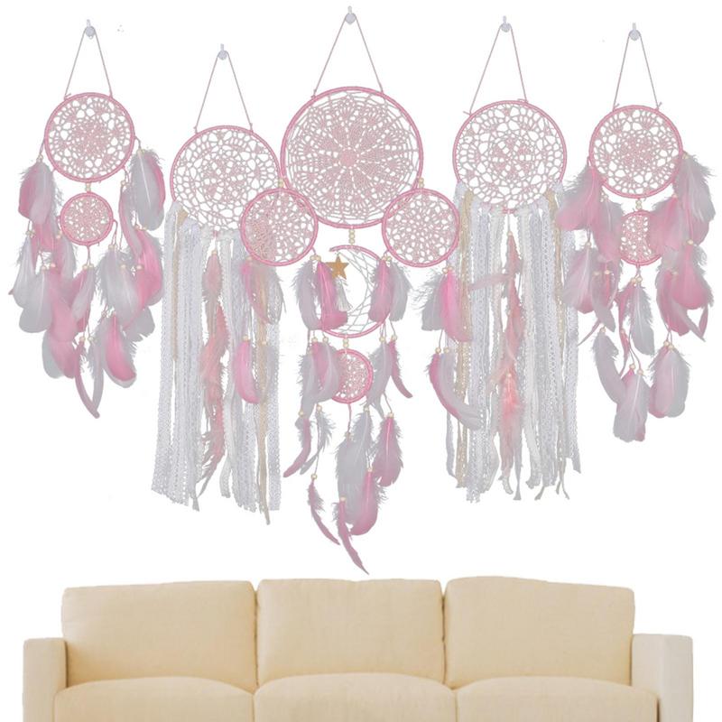 Macrame Dream Catchers 5 Pieces White Boho Wall Hanging Dream Catcher Baby Shower Decorations For Wall Hanging Home Decoration