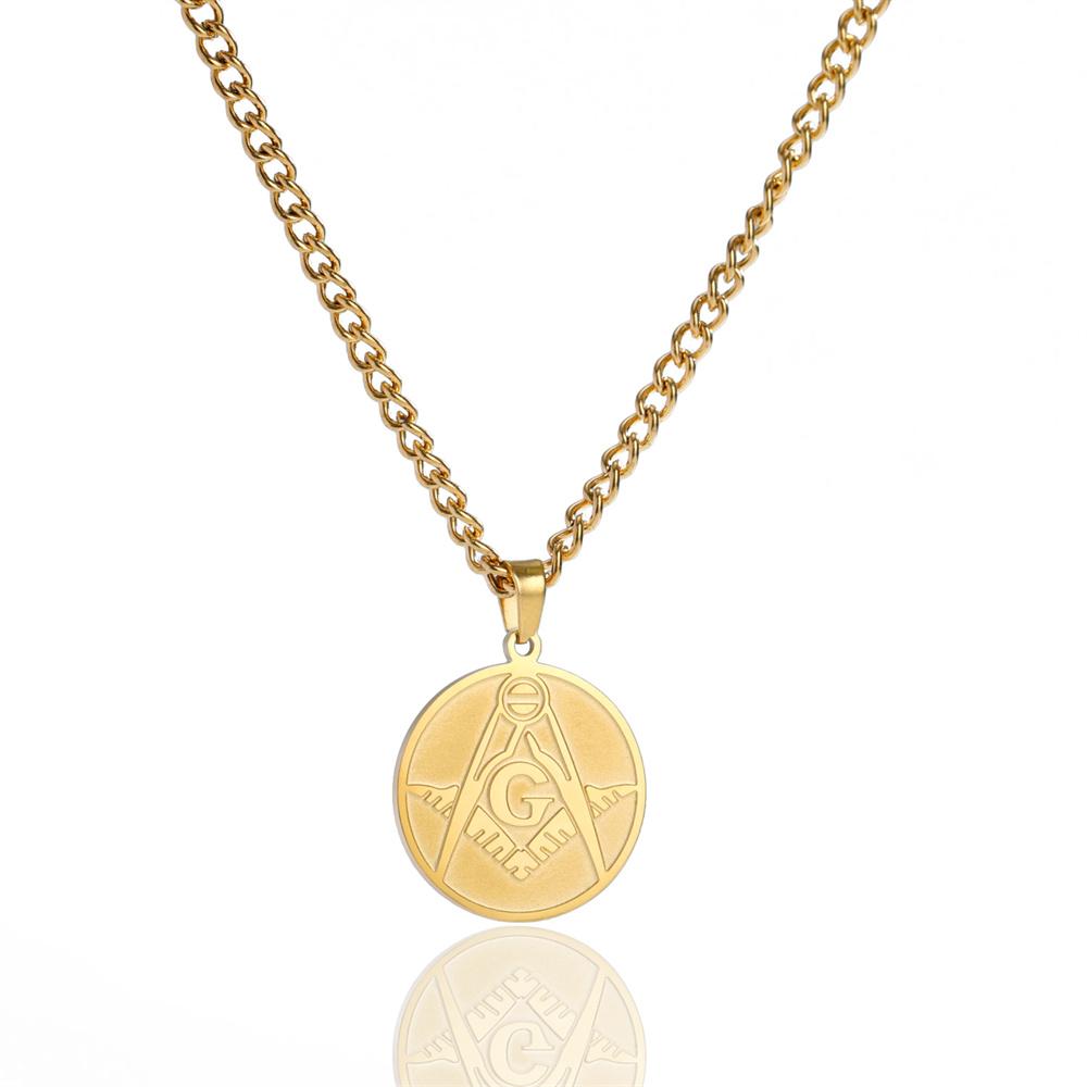 Vintage Freimaurer Anhänger Halskette für Männer Edelstahl Freimaurer Energie Halsketten Gotisches Religiöses Amulett Schmuck Geschenk
