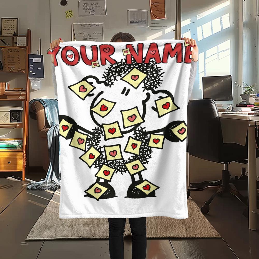 1PC Custom Name sheepworld Patterned Flannel Blanket Suitable For All Seasons for Home Decor Warmth and Comfort Gifts Holiday Present