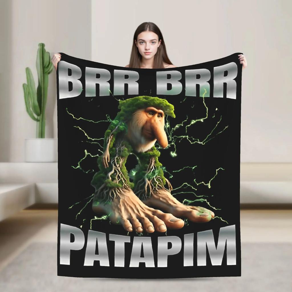 Bombardiro Crocodilo Anime Flannel Blanket Italian Meme Brainrot Custom Throw Blankets for Home 125*100cm Plush Thin Quilt