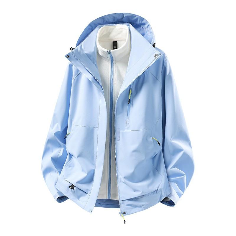 Men Women 3-in-1 Waterproof Windproof Hiking Jacket With Removable Fleece Liner Camping Fishing Mountaineering Winter