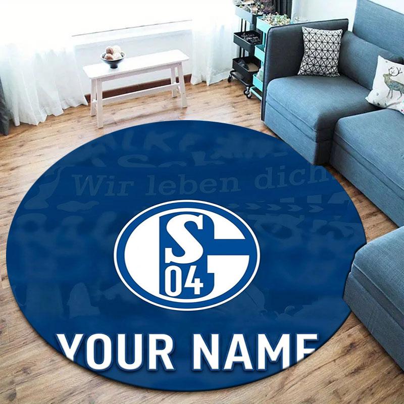 FC Schalke 04 Custom Name Round Area Rug,Carpet Rug for Living Room Bedroom Sofa Playroom Decor,Non-slip Floor Mat