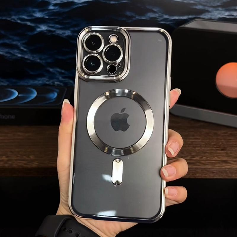 Luxury Plating For Magsafe Wireless Charge Case For iPhone 16 15 14 13 12 11 Pro Max Plus 16E Clear Soft Magnetic Silicon Cover