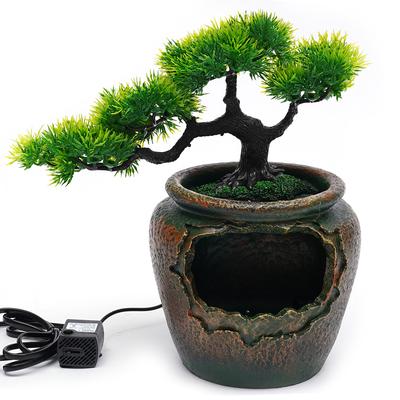 Indoor Felsgartenbrunnen Wasserfall Harz Feng Shui LED Wassergeräusch Tischdeko Für Wohnzimmer, Schlafzimmer, Büro, Café