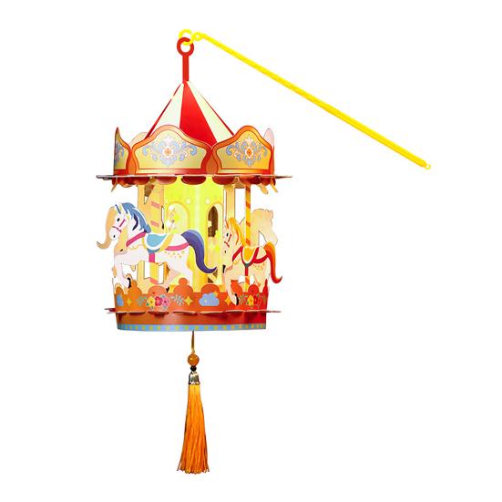 

Набір для виготовлення ліхтарика-каруселі з жердиною Дитячий ручний карусель світлодіодний ліхтарик Іграшка Китайський рік Коня Прикраса до Весняного фестивалю