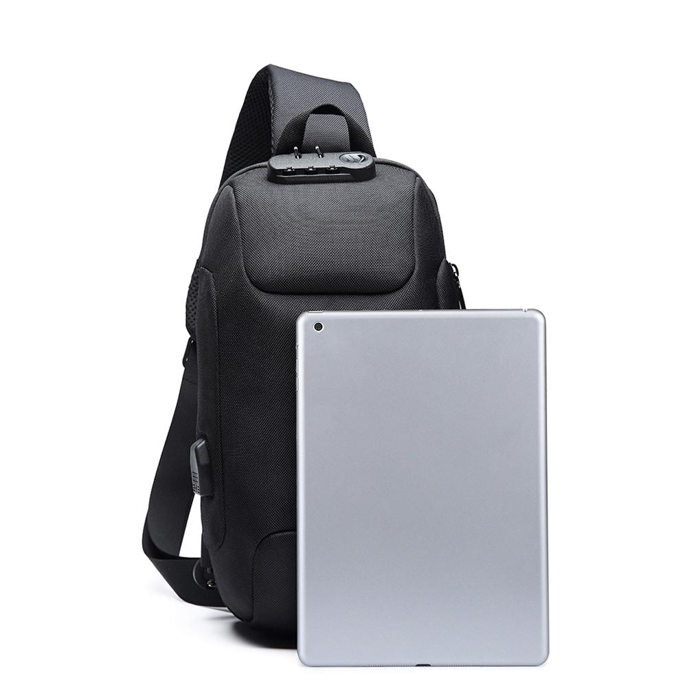 Pánská voděodolná taška přes rameno USB Oxford Crossbody proti krádeži Multifunkční krátká cestovní taška na hrudi pro muže