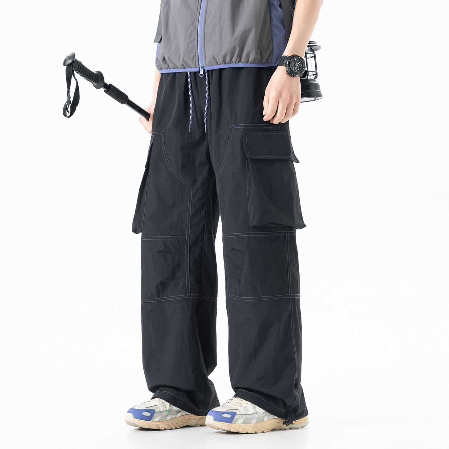 

Men s Ice Silk Casual Workwear Pants - Lightweight, Breathable, Quick-Drying, Loose-Fit Outdoor Sportswear in American Style. 3XL чорний/опівніч