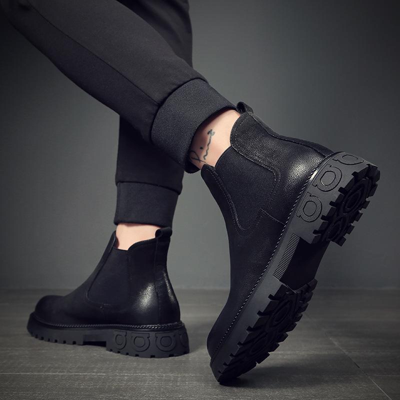 Fashion Men Luxury Fashion Chelsea Boots Black Trendy Original Leather Shoes Cowboy Spring Autumn Boot Handsome Platform Ankle Botas Man