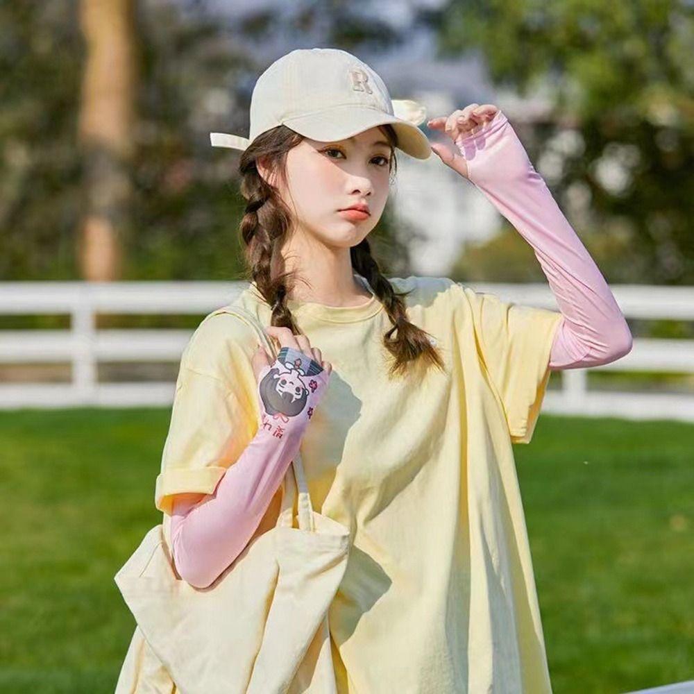 Sports UV Protection Cooling Sleeves Sun Protection Sleeves Ice Silk Sleeve Cartoon Arm Sleeves
