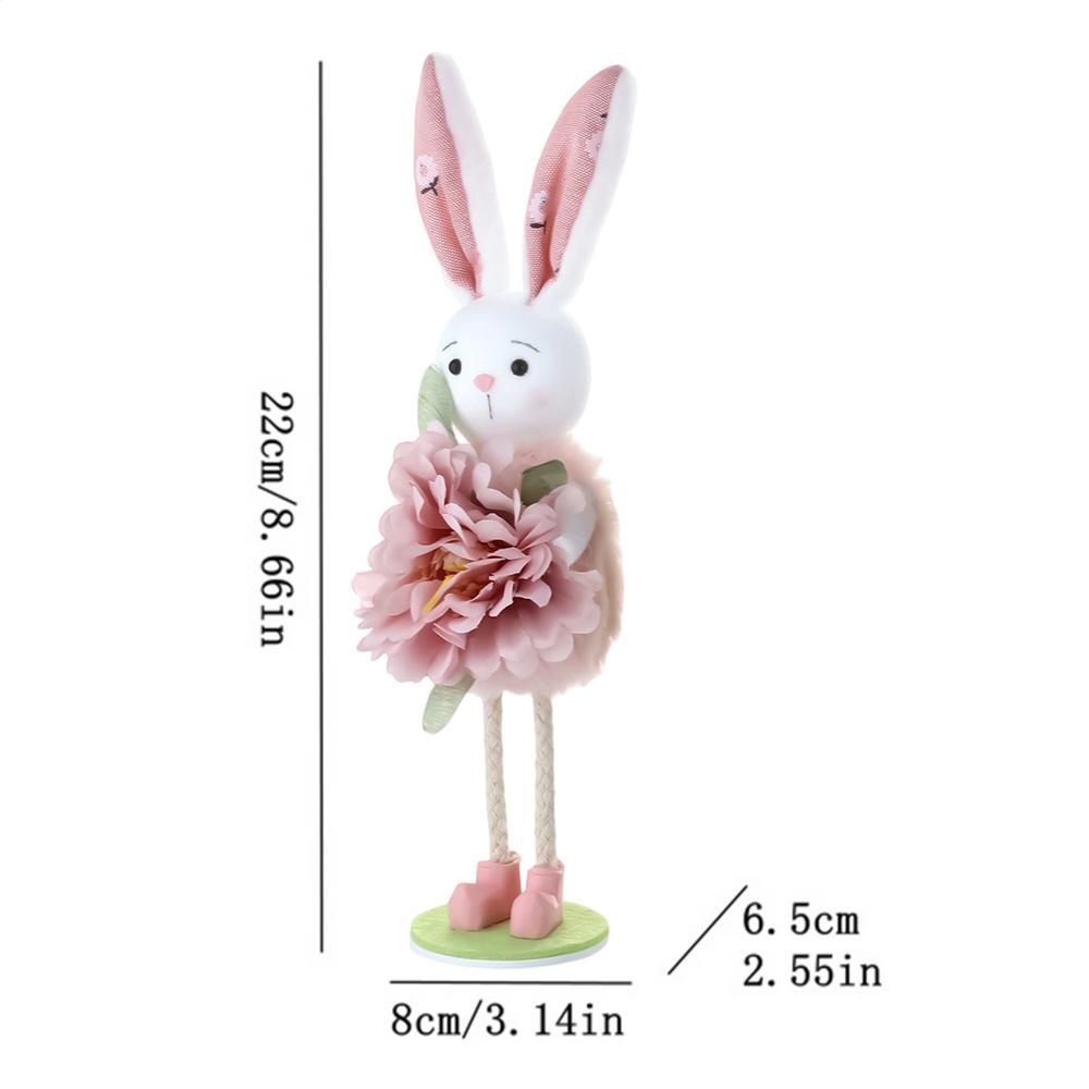Пасхальные стоячие фигурки кроликов Милые стоячие кролики Весенние цветы Домашний декор Украшение для гостиной Детский подарок Цветочное украшение