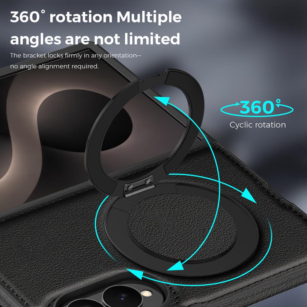 Applicable To Samsung ZFold8 Mobile Phone Case Leather 360 Rotating Magnetic Suction Bracket ZFold8Ultra Folding Protective Case
