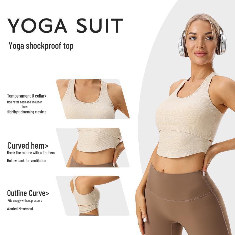 Women's High-Impact Sports Bra with Chest Pad - Shockproof Yoga and Running Top