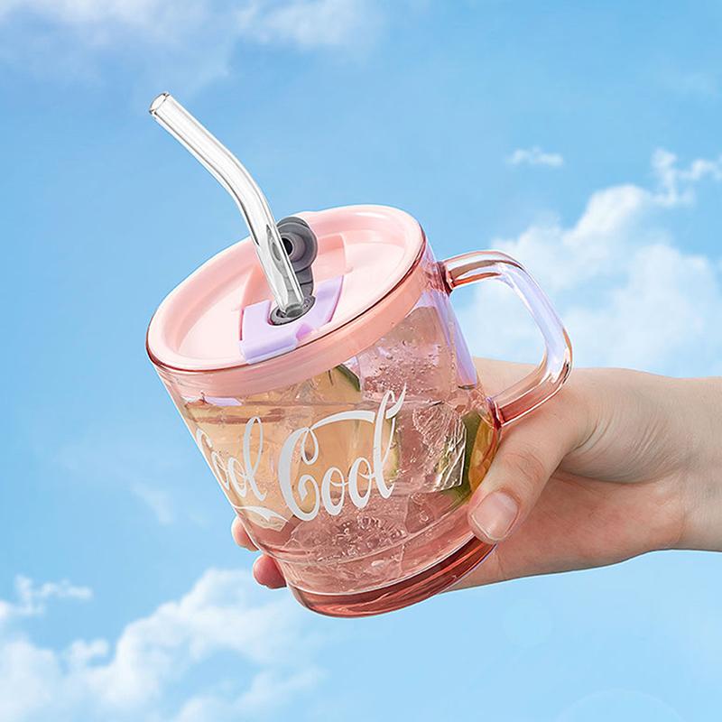 Hoher Erscheinungsgrad Doppelwandiges Trinkglas Henkel Strohhalmbecher Büro Trinkbecher Frühstück Milchbecher