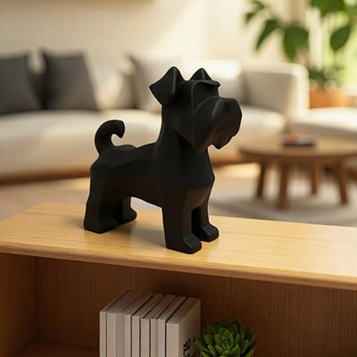 Hunde-Ornament 3D-gedruckter Schnauzer Geometrische Miniatur-Hundefigur Wohnzimmer Hundeskulptur Heimdekoration