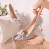 Fashion Aphixta 8cm 6cm Stiletto Heels Wedding Pumps Women Party Shoes Silver Crystal Butterfly Knot Pointed Toe Sexy High Heels