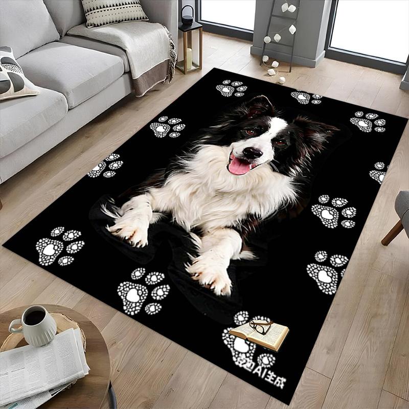 1PC Dog paw prints Non-Slip Floor Carpet Compatible for Office&Living Room&Dining room - Flat-Weave Machine- Soft & Pattern-E293