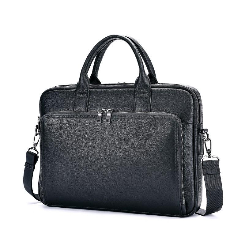 Men s Top Layer Cowhide Briefcase High-end Leather Casual Business Bag Large Capacity Laptop