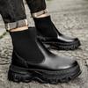 Autumn Winter Men's Chelsea Boots Fashion Designer Socks Boots Men Black Leather Ankle Boots Street High Top Tooling Shoes Men