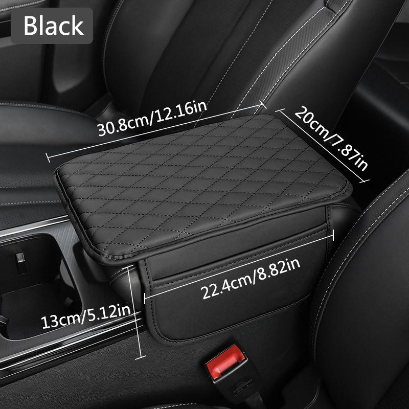 1PC Universal Ultra-fine Fiber Leather Car Armrest Cover Pad - Soft, Durable, Spacious, with 2 Storage Pockets