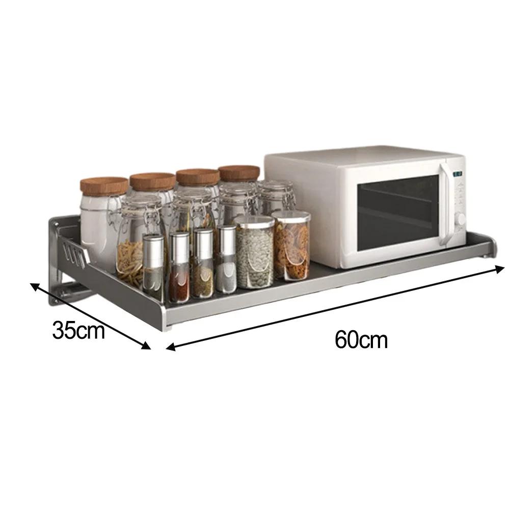 1 Set Kitchen Microwave Shelves 35*50cm/35*60cm Wall-Mounted Microwave Oven Shelf Rack Cooker Holder,Stainless Electric Pot Rack
