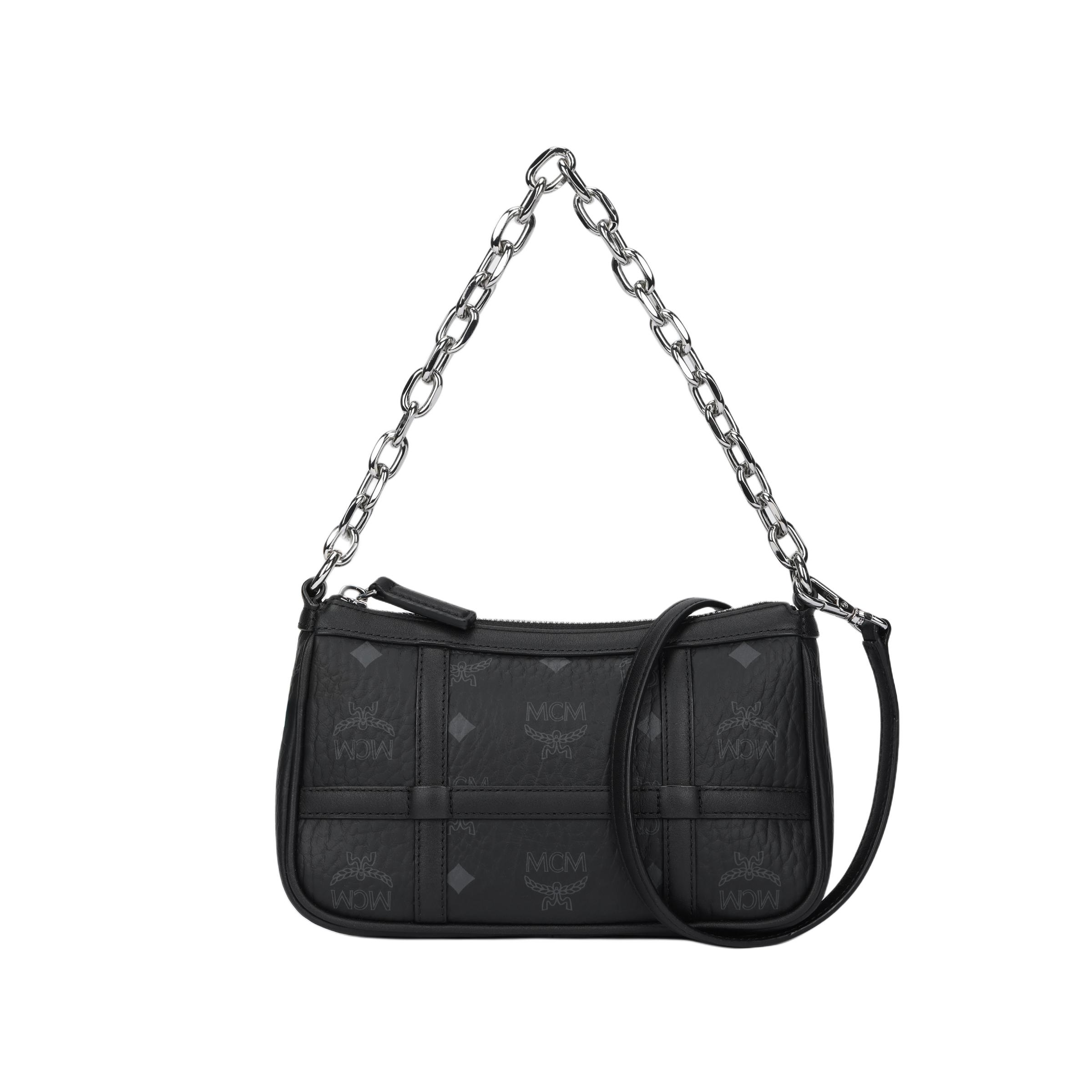 

New MCM Aren Artificial Leather Pochette, Shoulder Bag, Crossbody Handbag, Shoulder Bag Mini Women s Black MWSBAER01BK001 21.1*5.1*12.4CM