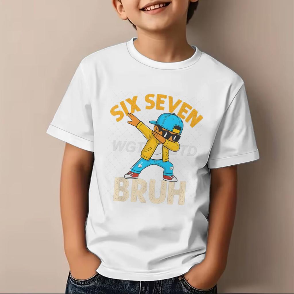 Boys Girls Six Seven Bruh Tshirt Number 6 7 Print Casual Daily Wear Tee Toddler 67 Cartoon Soft Cotton Tee Baby Boy Clothes
