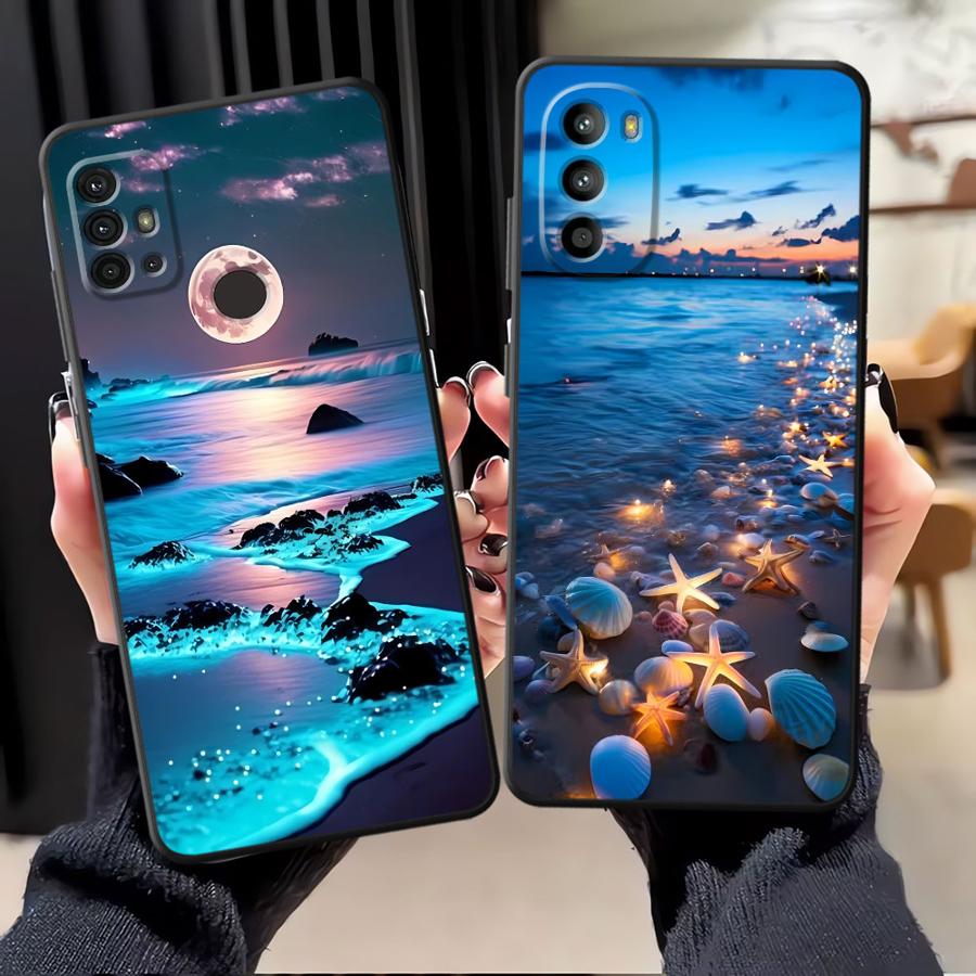 Case for Motorola Moto G71 G22 Edge40 G32 G53 G30 Edge 20 Pro 30 Lite G51 G73 G60s G52 G50 Phone Cover Ocean Scenery Pattern