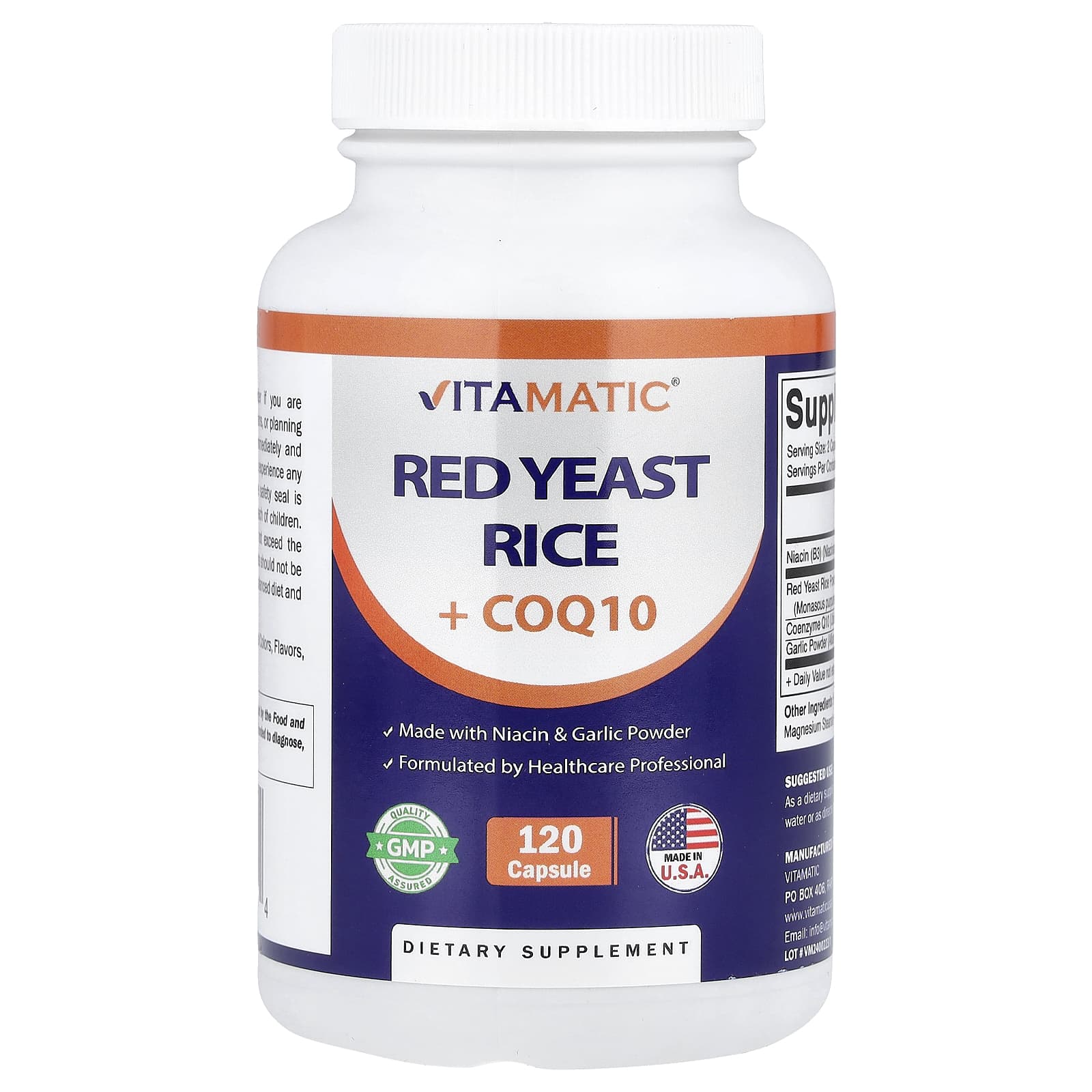 

Vitamatic, Red Yeast + CoQ10, 120 Capsules