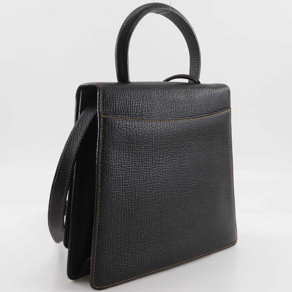 LOEWE Barcelona Handbag 2WAYShoulder black Embossed Leather Women Used