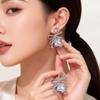 Popular ins super fairy design rope big gem pendant bow copper stud earrings spring and summer tide